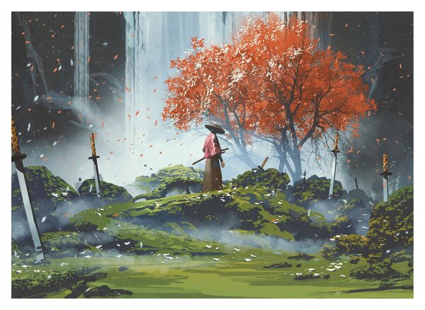 Obraz na szkle - Ilustracja przedstawiająca Ogród Mieczy (70x50 cm)