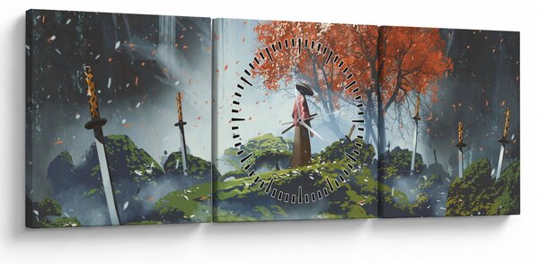 Obraz - Ilustracja przedstawiająca Ogród Mieczy (z zegarem) (90x30 cm)