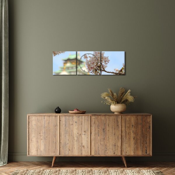 Obraz - Sakura (z zegarem) (90x30 cm)