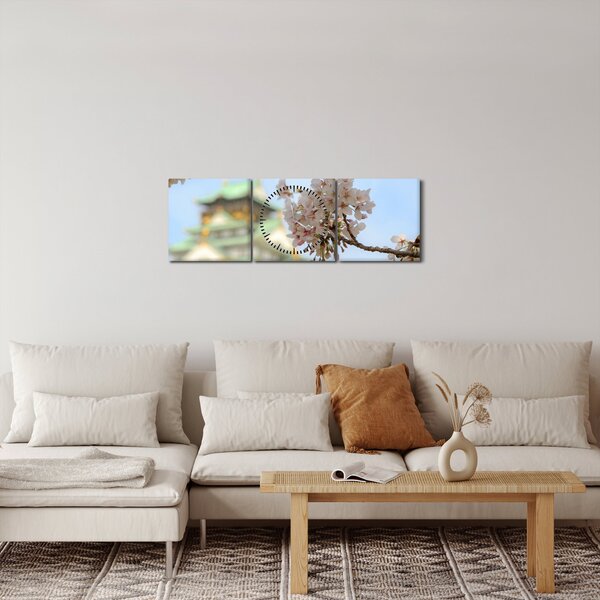 Obraz - Sakura (z zegarem) (90x30 cm)