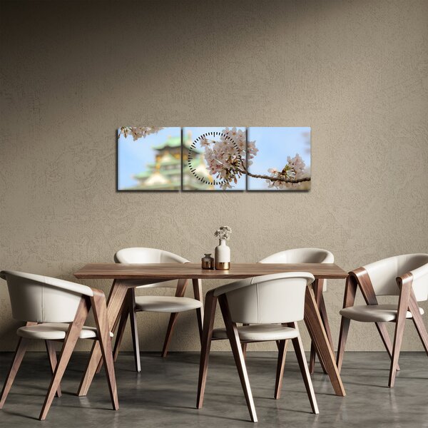 Obraz - Sakura (z zegarem) (90x30 cm)