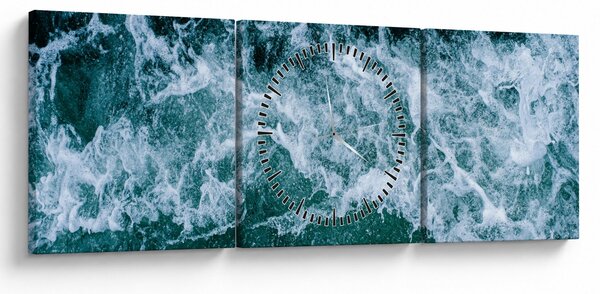 Obraz - Fale oceanu (z zegarem) (90x30 cm)