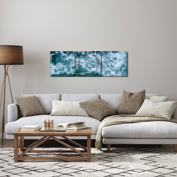 Obraz - Fale oceanu (z zegarem) (90x30 cm)