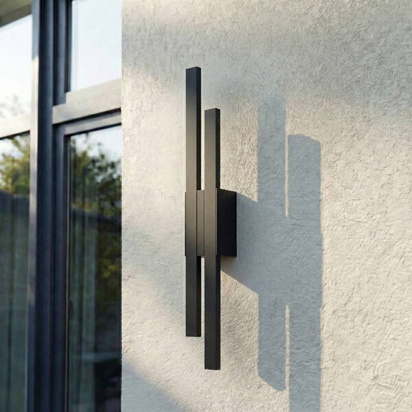 Kinkiet zewnętrzny LED Sakari Lindby, czarny, aluminium, nowoczesny