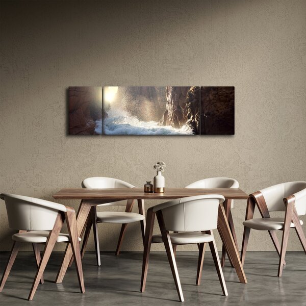Obraz - Skały i fale oceanu (170x50 cm)