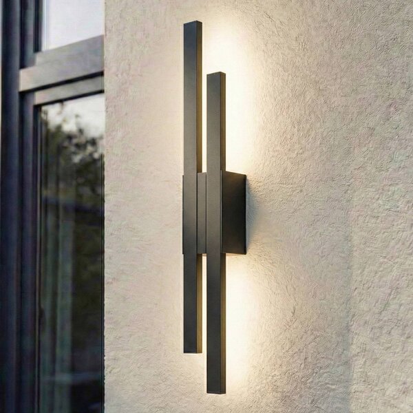 Kinkiet zewnętrzny LED Sakari Lindby, czarny, aluminium, nowoczesny