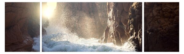 Obraz - Skały i fale oceanu (170x50 cm)