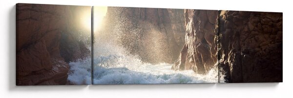 Obraz - Skały i fale oceanu (170x50 cm)