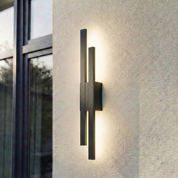 Kinkiet zewnętrzny LED Sakari Lindby, czarny, aluminium, nowoczesny