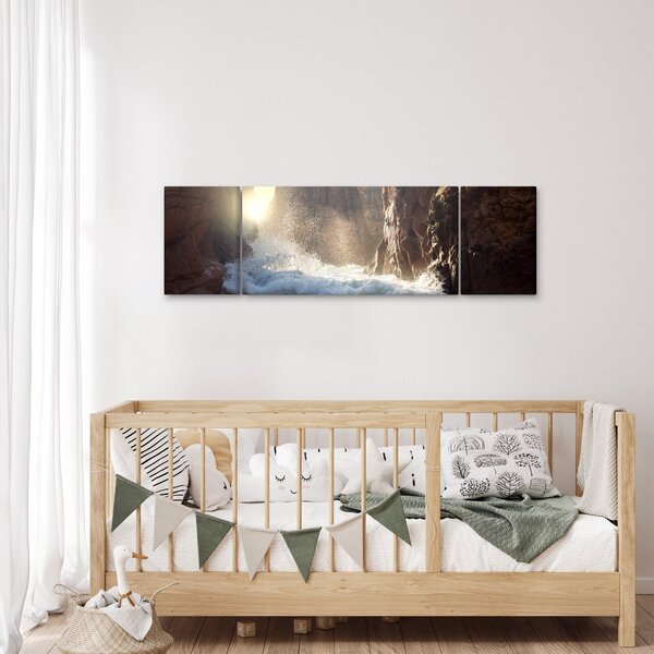 Obraz - Skały i fale oceanu (170x50 cm)