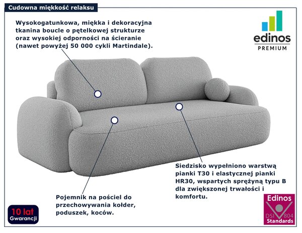Jasnoszara sofa chmurka z funkcją spania R7-A60