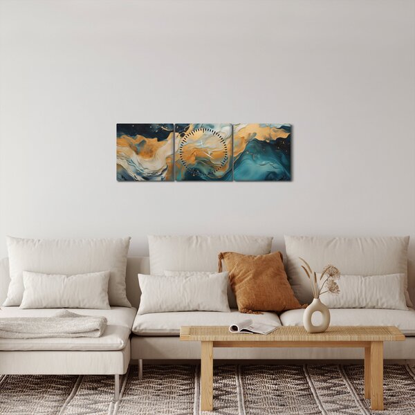 Obraz - Abstrakcja (z zegarem) (90x30 cm)