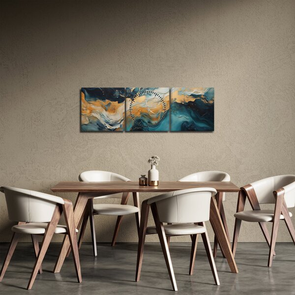 Obraz - Abstrakcja (z zegarem) (90x30 cm)