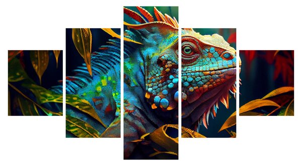 Obraz - Kolorowa iguana (125x70 cm)