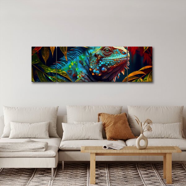 Obraz - Kolorowa iguana (170x50 cm)