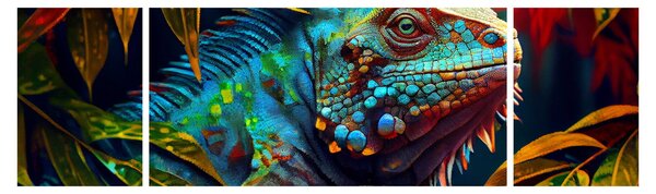 Obraz - Kolorowa iguana (170x50 cm)