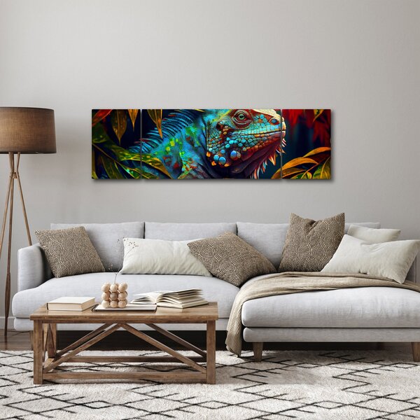 Obraz - Kolorowa iguana (170x50 cm)