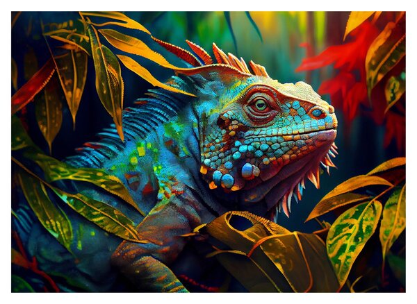 Obraz na szkle - Kolorowa iguana (70x50 cm)