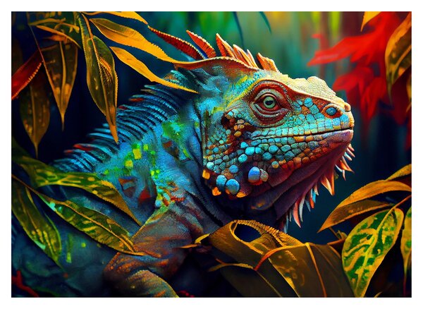 Obraz - Kolorowa iguana (70x50 cm)