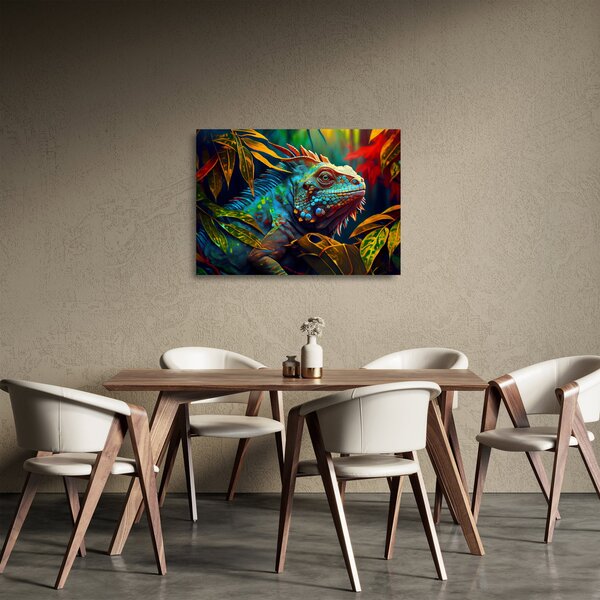 Obraz na szkle - Kolorowa iguana (70x50 cm)