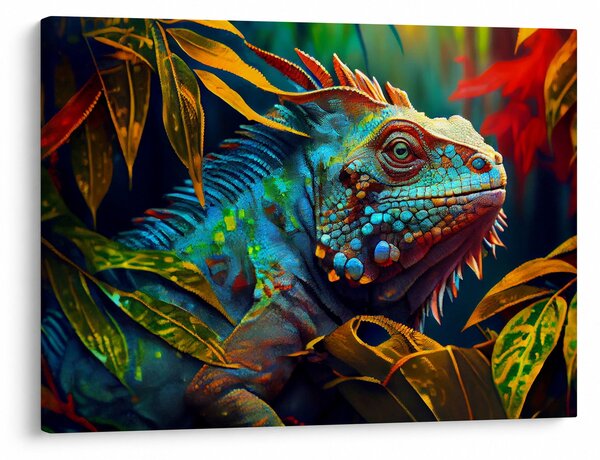 Obraz - Kolorowa iguana (70x50 cm)