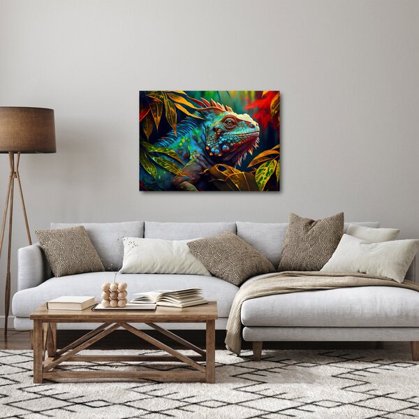 Obraz - Kolorowa iguana (70x50 cm)