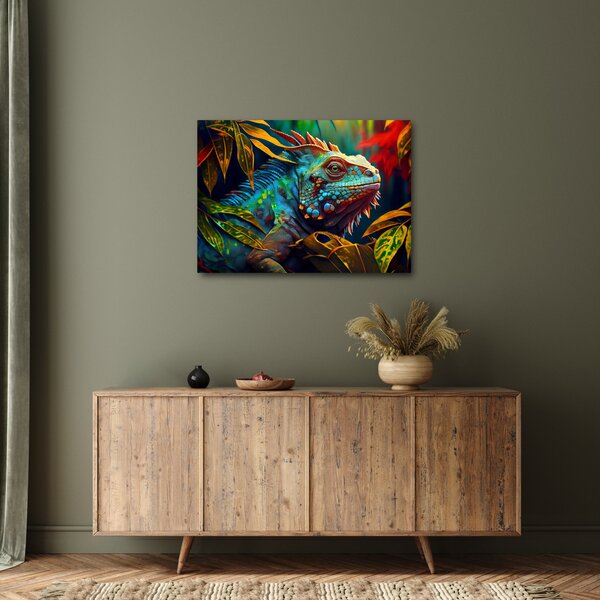 Obraz - Kolorowa iguana (70x50 cm)