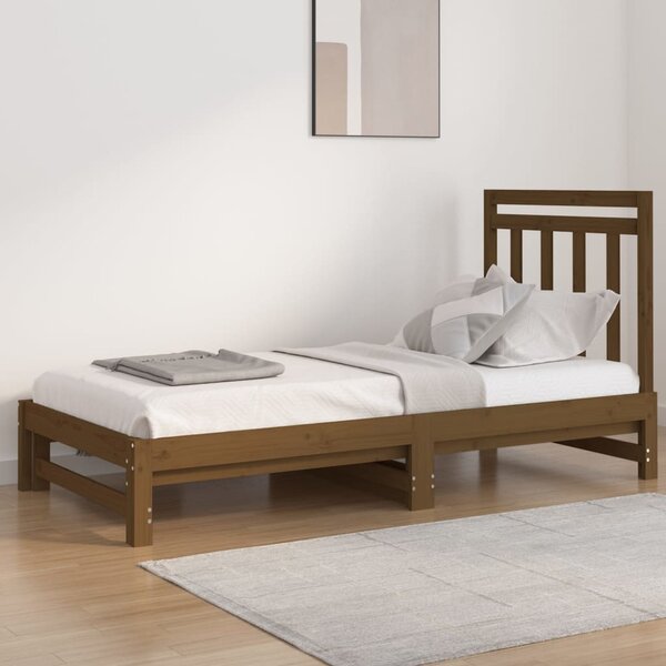Łóżko rozsuwane, miodowy brąz, 2x(90x190) cm, drewno sosnowe