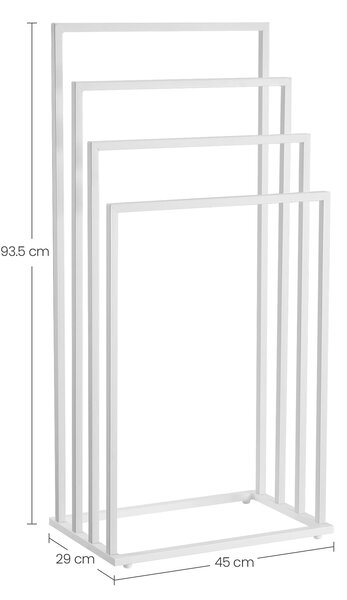 Stojak na ręczniki LINESTRO metalowy z 4 ramionami 93x45cm, biały