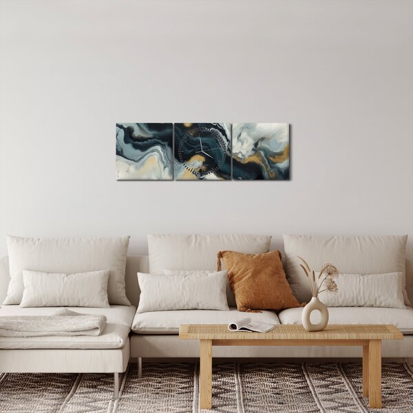 Obraz - Rysunek marmurkowy (z zegarem) (90x30 cm)