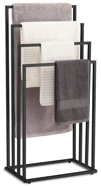 Stojak na ręczniki LINESTRO metalowy z 4 ramionami 93x45cm, czarny
