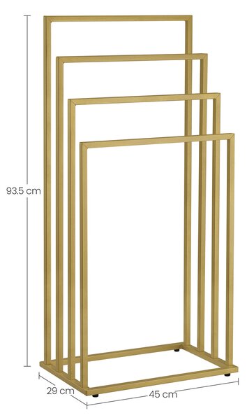 Wieszak na ręczniki LINESTRO metalowy z 4 ramionami 93x45cm, złoty