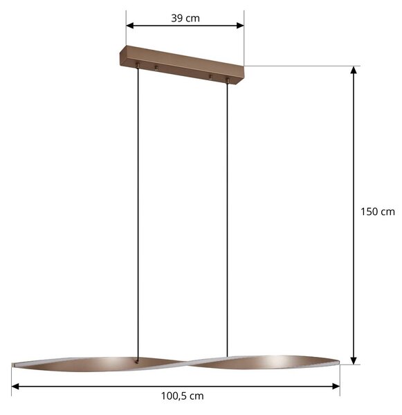 Lampa wisząca Jaren Lindby, brązowy / rdzawy, salon / jadalnia, metal, nowoczesny