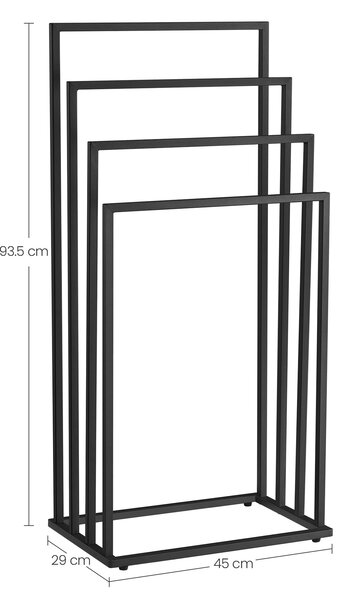 Stojak na ręczniki LINESTRO metalowy z 4 ramionami 93x45cm, czarny