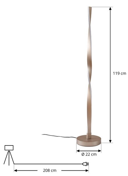 Lampa stojąca LED Jaren Lindby, brązowy / rdzawy, salon / jadalnia, metal, nowoczesny