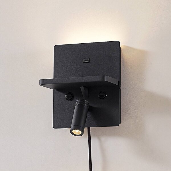Kinkiet LED Auden Lindby, czarny, salon / jadalnia, metal, nowoczesny