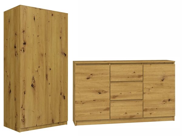 Zestaw Szafa Z Komodą Dąb Artisan Z0-Z39