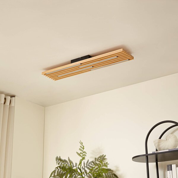 Lampa sufitowa Madero Lindby, jasne drewno, salon / jadalnia, drewno, nowoczesny