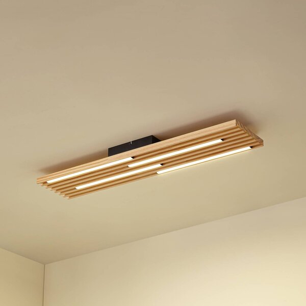 Lampa sufitowa Madero Lindby, jasne drewno, salon / jadalnia, drewno, nowoczesny