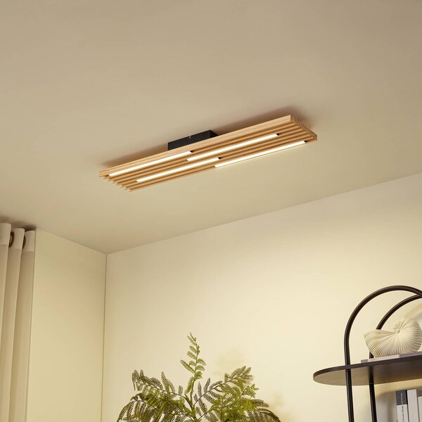 Lampa sufitowa Madero Lindby, jasne drewno, salon / jadalnia, drewno, nowoczesny