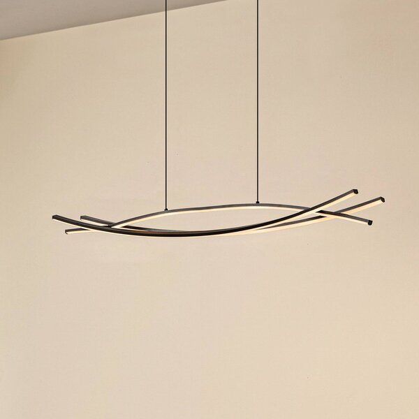 Lampa wisząca Sayori Lucande, możliwość ściemniania, czarny, salon / jadalnia, metal, nowoczesny