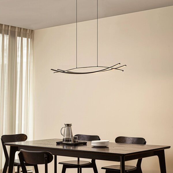 Lampa wisząca Sayori Lucande, możliwość ściemniania, czarny, salon / jadalnia, metal, nowoczesny