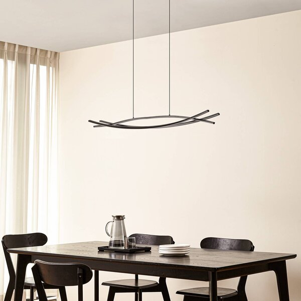 Lampa wisząca Sayori Lucande, możliwość ściemniania, czarny, salon / jadalnia, metal, nowoczesny