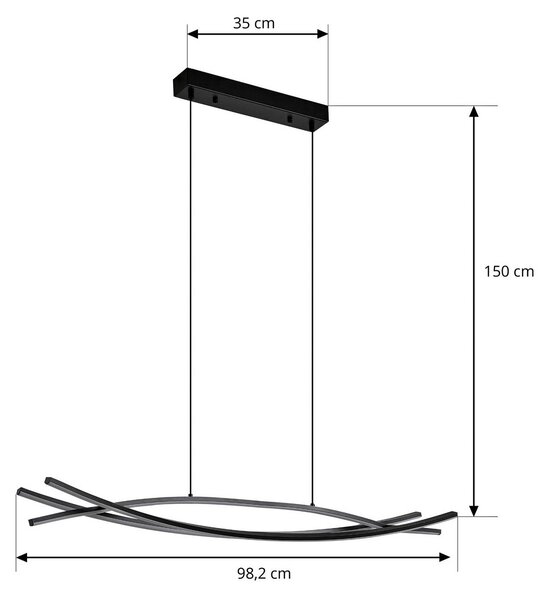 Lampa wisząca Sayori Lucande, możliwość ściemniania, czarny, salon / jadalnia, metal, nowoczesny