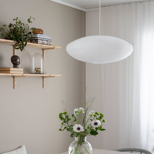 PR Home Lampa wisząca Yuni, możliwość ściemniania, biały / opal, salon / jadalnia, papier / lunolit / lunopal, skandynawski