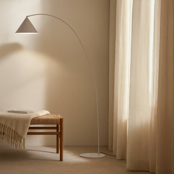 Lampa stojąca Triangolo Lindby, kremowy / amber, salon / jadalnia, metal, nowoczesny