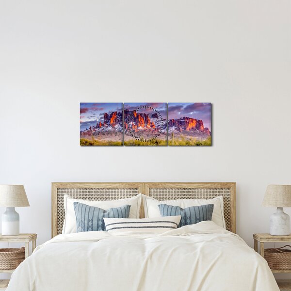 Obraz - Góry w Arizonie (z zegarem) (90x30 cm)