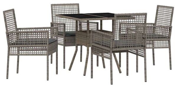 Zestaw Mebli Ogrodowych Komplet Jadalniany Z Poduszkami 5-Częściowy Szary Rattan Na Taras Balkon Ogród