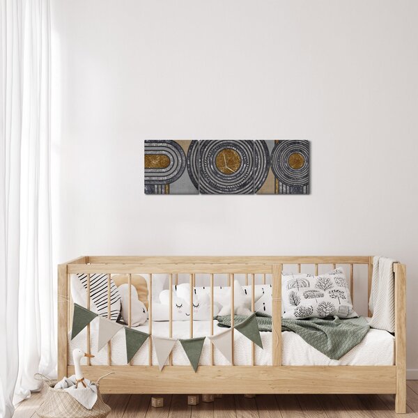 Obraz - Wzory dekoracyjne (z zegarem) (90x30 cm)