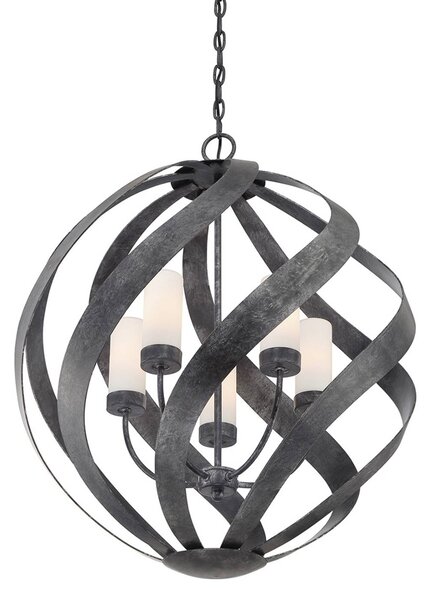 Quintiesse Zewnętrzna lampa wisząca Blacksmith, Ø 66 cm, czarna, 5-punktowa